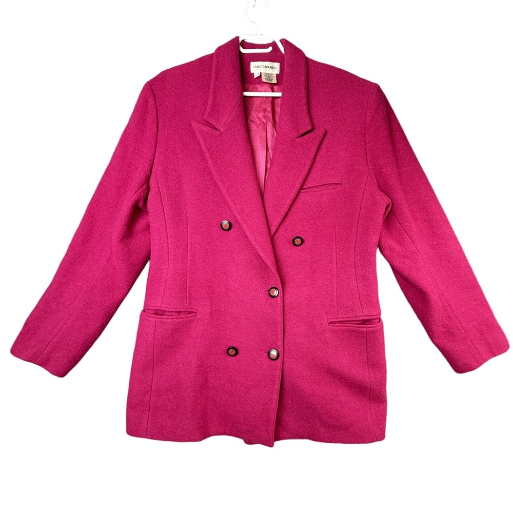 Vintage Wool Blend Magenta Pink Double Breasted Blazer
Jacket Women’s Size Large